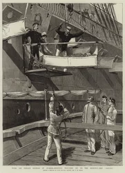 Mit Sir Gerald Graham in Suakim, Verwundete auf das Hospitalschiff Ganges hieven